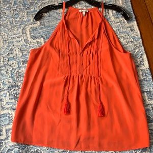 Joie Coral Silk Tank w/ Tassels